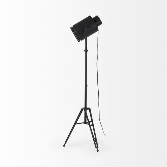 61" Black LED Floor Lamp With Black Metal Shade