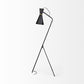 58" Black Metal Tripod Floor Lamp With Black And Gold Metal Cone Shade