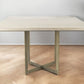 Modern Square Wood and Gold Dining Table