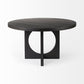 54" Black Rounded Solid Wood Pedestal Base Dining Table