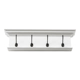 28" Classic White Wood Four Hook Hanging Coat Rack