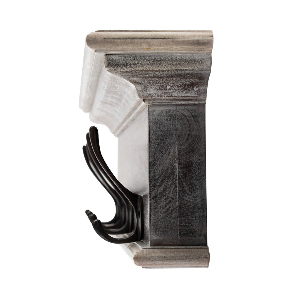 28" Brown Solid Wood Four Hook Wall Mount Coat Rack