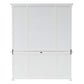 87" White Wood Bookcase with Glass Doors Drawers and Baskets