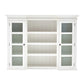 87" White Wood Bookcase with Glass Doors Drawers and Baskets
