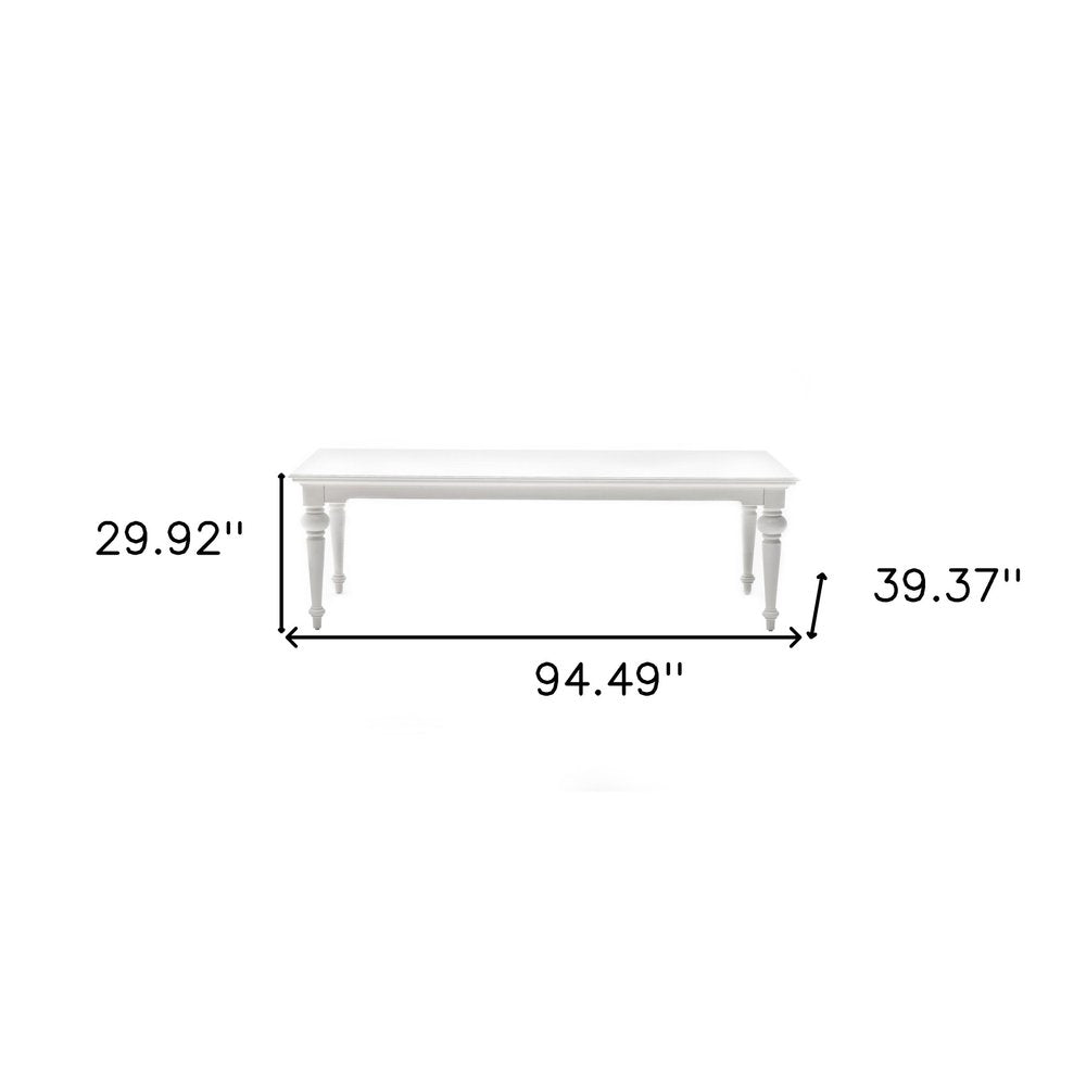 94" White Solid Wood Dining Table