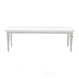 94" White Solid Wood Dining Table