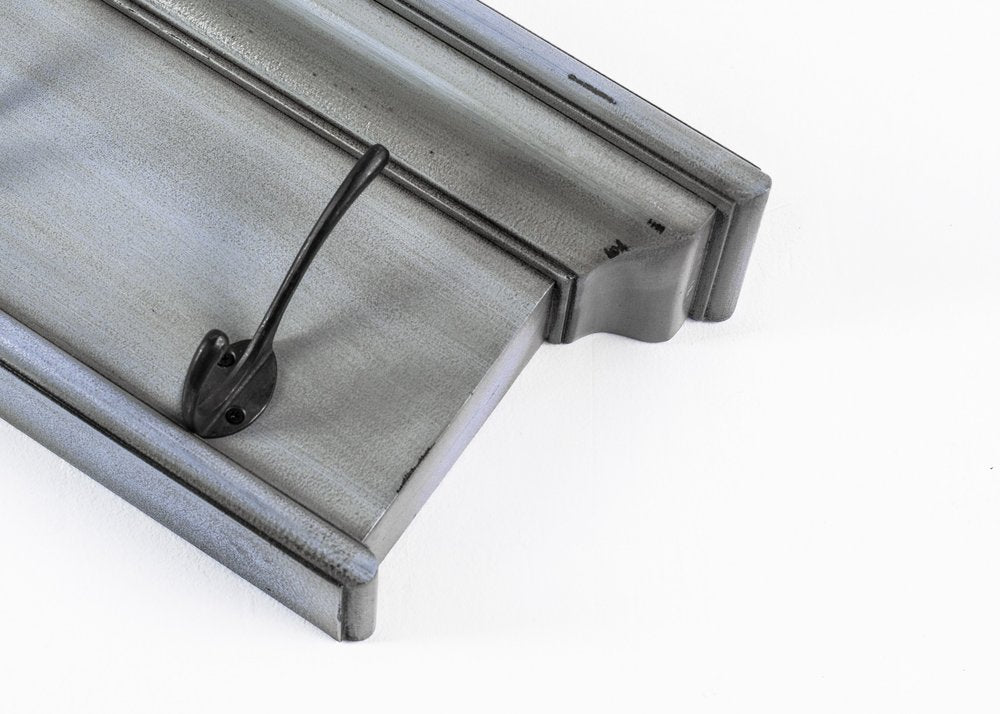 28" Black And Blue Solid Wood Four Hook Wall Mount Coat Rack