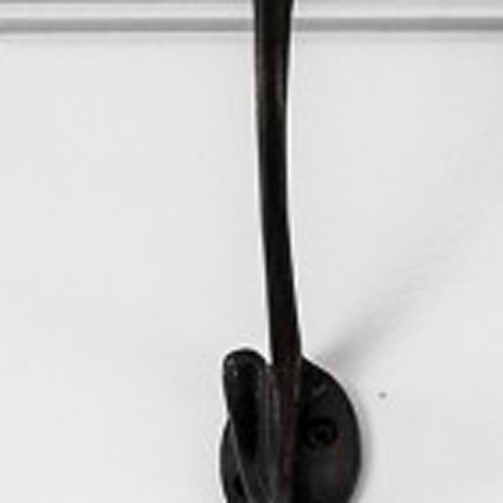 51" White Solid Wood Eight Hook Wall Mount Coat Rack