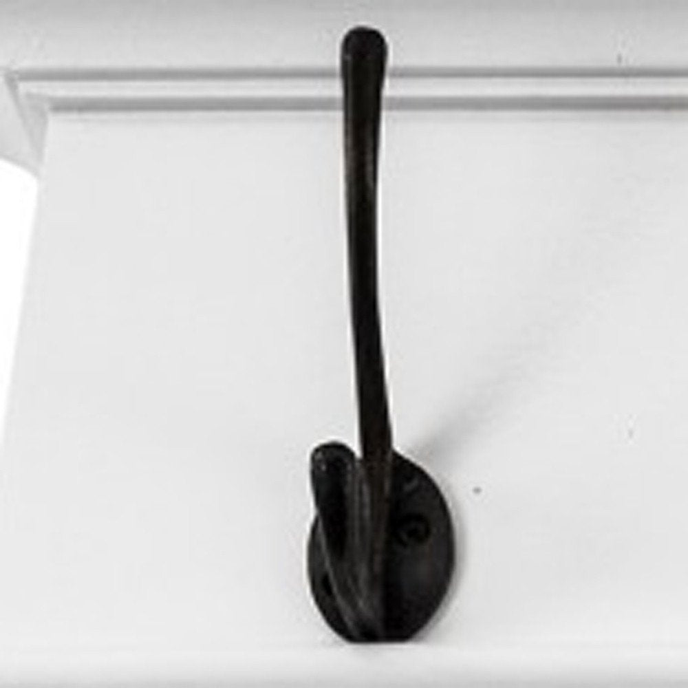 51" White Solid Wood Eight Hook Wall Mount Coat Rack