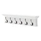 39" Classic White Wood Six Hook Hanging Coat Rack