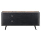 Rustic Black Natural and Rattan Media Cabinet with Three Doors
