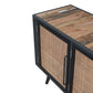 Rustic Black Natural and Rattan Media Cabinet with Three Doors