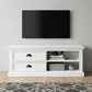 47" White Solid Wood Drawers and Open Shelving Entertainment Center