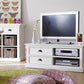 47" White Solid Wood Drawers and Open Shelving Entertainment Center
