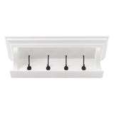 Classic White Wood Wide Four Hook Hanging Coat Rack