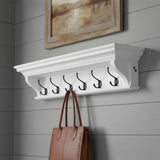 Classic White Wood Wide Six Hook Coat Rack