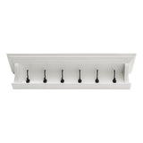 Classic White Wood Wide Six Hook Coat Rack
