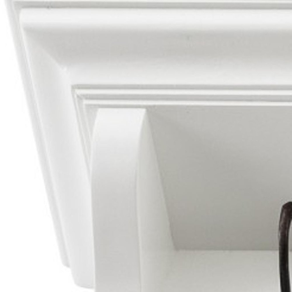 Classic White Wood Wide Eight Hook Coat Rack