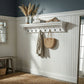 Classic White Wood Wide Eight Hook Coat Rack