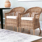 Set of Two Gray Brown Semi Circle Back Wicker Chairs with Seat Cushions