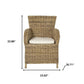 Set of Two Tan Textured Outdoor Dining Chairs with Beige Cushions