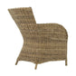 Set of Two Tan Textured Outdoor Dining Chairs with Beige Cushions