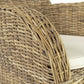 Set of Two Tan Textured Outdoor Dining Chairs with Beige Cushions