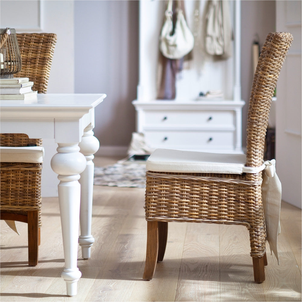 Set of Two Cream and Natural Dining Parsons Chairs