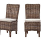 Set of Two Cream and Brown Dining Parsons Chairs