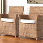 Set of Two Cream And Natural Rattan Dining Arm Chairs