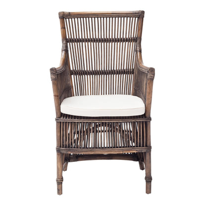 Set of Two Cream Rattan Outdoor Arm Chairs