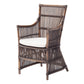 Set of Two Cream And Dark Brown Rattan Slat Back Dining Arm Chairs