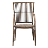 Set of Two Natural Rattan Slat Back Dining Arm Chairs