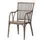Set of Two Natural Rattan Slat Back Dining Arm Chairs