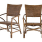 Set of Two Natural Rattan Open Back Dining Arm Chairs