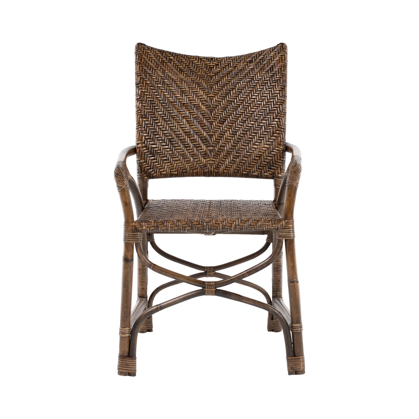 Set of Two Brown Open Back Dining Arm Chairs