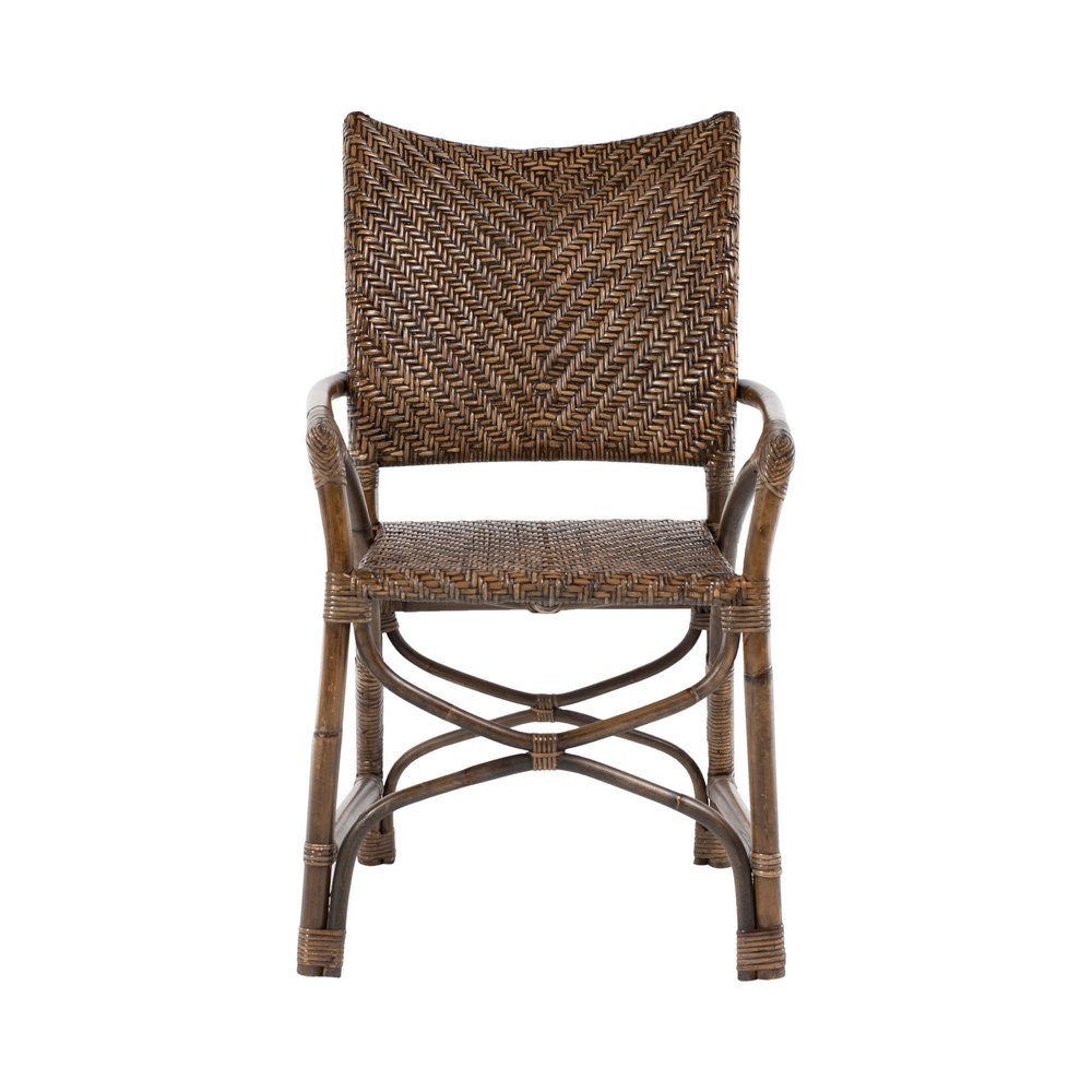 Set of Two Brown Open Back Dining Arm Chairs