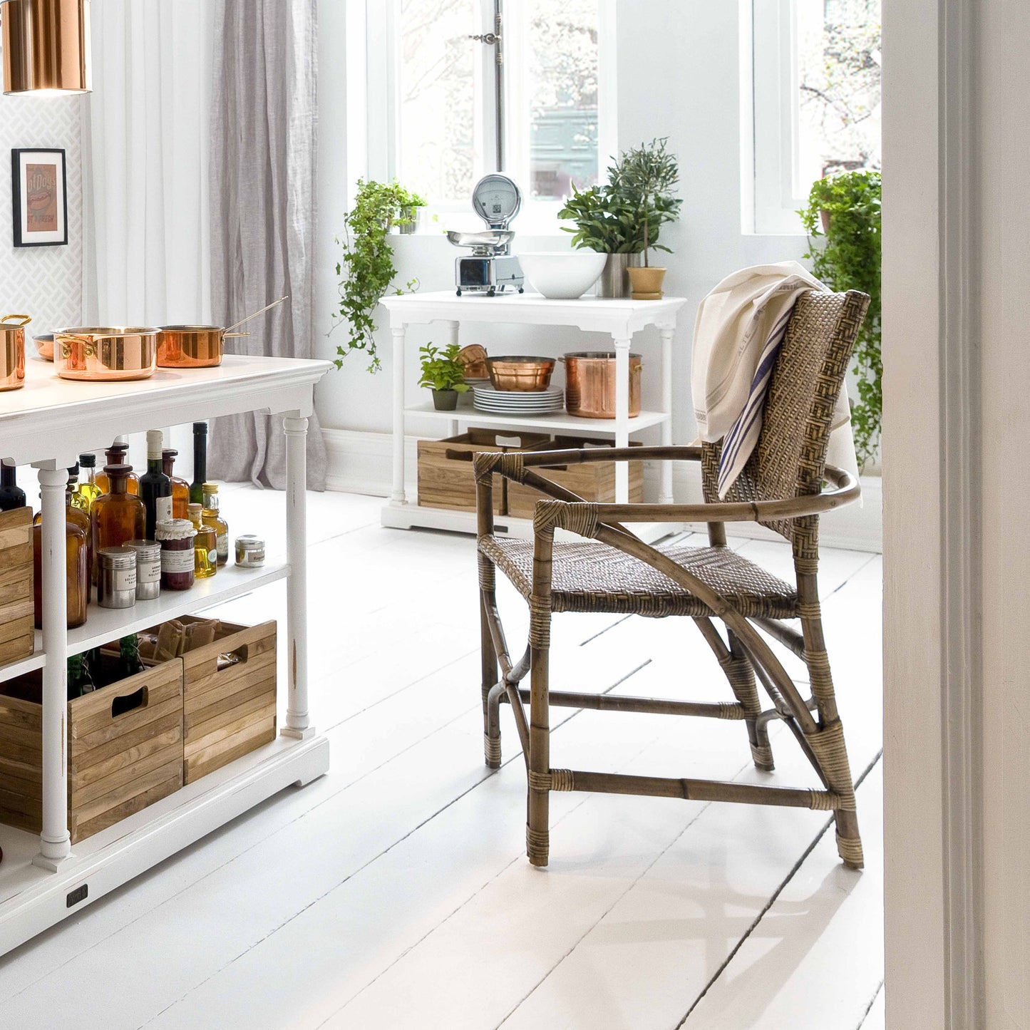 Set of Two Brown Open Back Dining Arm Chairs