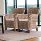 Set Of Two Natural Brown Rattan Wingback Wicker Chairs with Seat Cushions