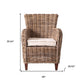 Set of Two Cream And Natural Woven Rattan Outdoor Dining Chairs with Cream Cushion