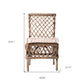 Set of Two Cream And Natural Rattan Cross Back Dining Parsons Chairs