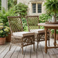 Set of Two Cream Woven Rattan Outdoor Accent Chairs