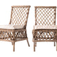 Set of Two Cream Woven Rattan Outdoor Accent Chairs