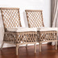 Set of Two Cream And Natural Rattan Cross Back Dining Parsons Chairs