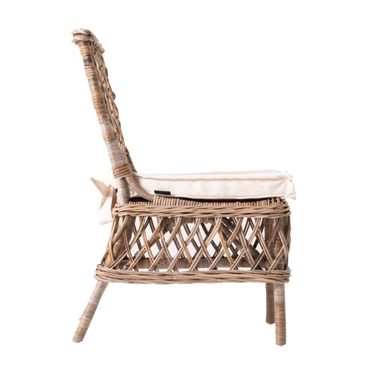 Set of Two Cream Woven Rattan Outdoor Accent Chairs