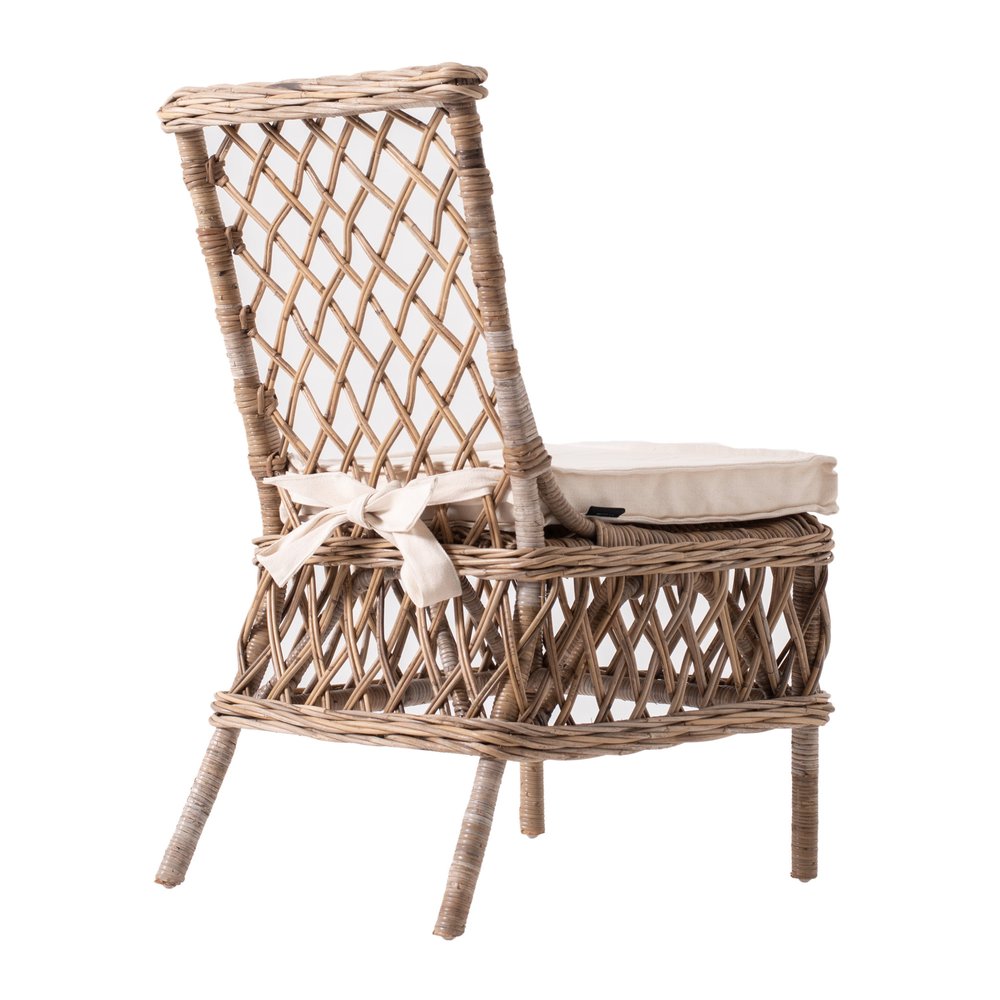 Set of Two Cream Woven Rattan Outdoor Accent Chairs
