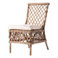 Set of Two Cream And Natural Rattan Cross Back Dining Parsons Chairs