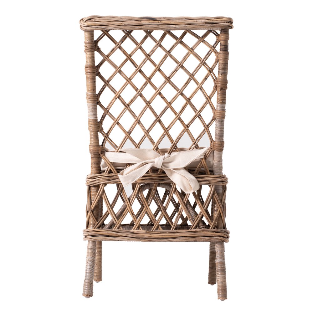 Set of Two Cream Woven Rattan Outdoor Accent Chairs