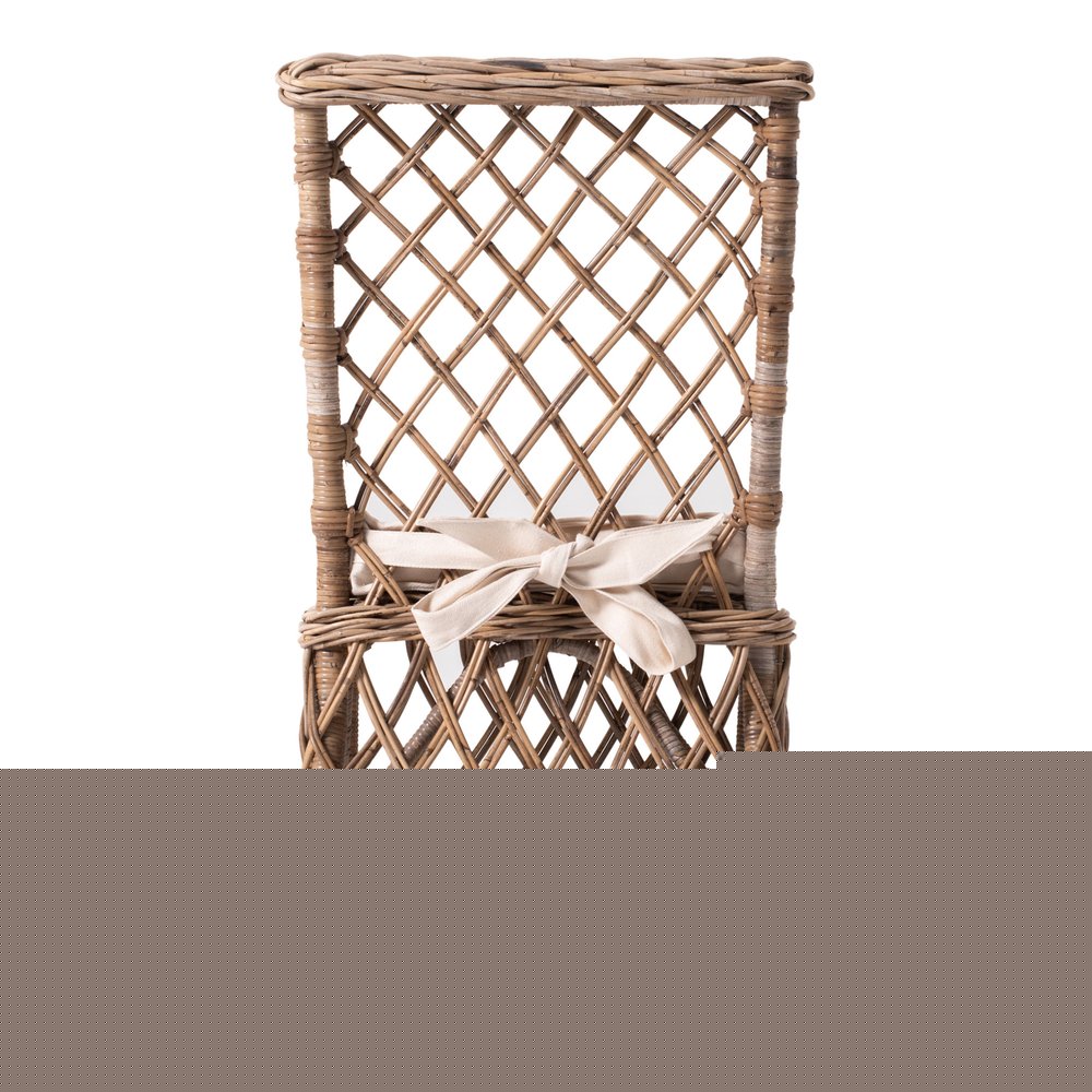 Set of Two Cream Woven Rattan Outdoor Accent Chairs