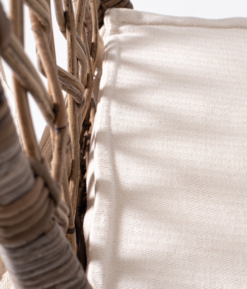 Set of Two Cream Woven Rattan Outdoor Accent Chairs